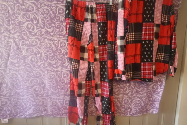 Victoria's Secret modal blend patchwork pj pajamas set in red and black size medium. - Image 13