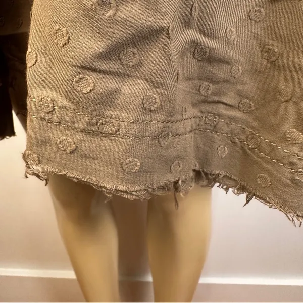 Anthropologie Pilcro Long Sleeve Mock Neck Dress Sz M Lace Loose Brown Swiss Dot - Image 6