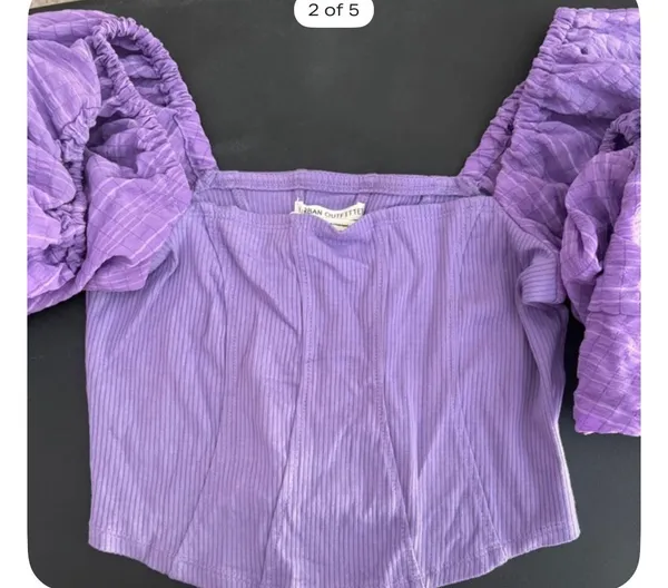 Urban Outfitters Purple Puff/Balloon Sleeve with Structured Bodice Lightweight Crop Top Size M - Concert Festival Boho Fairy Croquette Y2K Resort Going-out Party Rave Statementpiece - Image 4