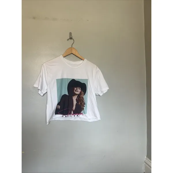 Shania Twain Crop Graphic T-shirt Women Large Blue Short Sleeve Music - Image 3