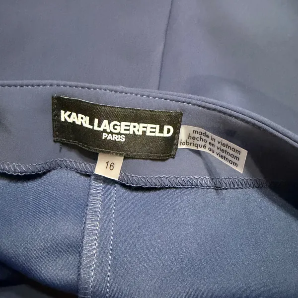 Karl Lagerfeld Paris Navy Blue Gold Zip Accent Straight Leg Dress Pants Size 16 - Image 5