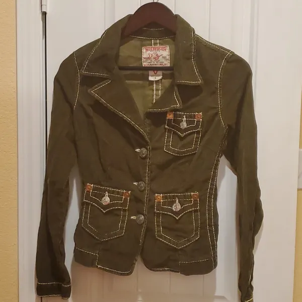 True Religion Women’s Olive corduroy jacket size S - Image 4