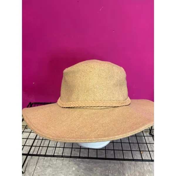 Universal Threads Tan Wide Brim Fedora Hat Camel Felt Boho Style - Image 4
