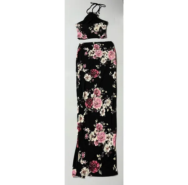 Black Pink ‘Fame Time’ Floral Maxi Skirt and Crop Top Matching Set Coords Size S 🌸✨ - Image 6