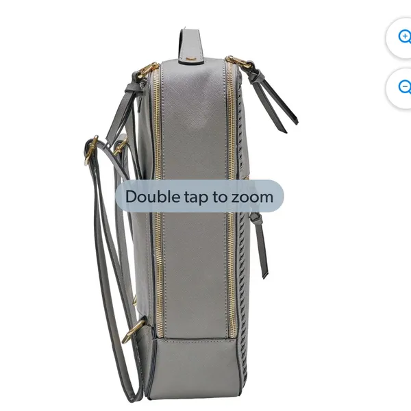 Calpak Gray Leather Backpack with Braided Trim and Gold Accents - Image 4