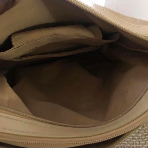 Vintage Carlino crossbody bucker hobo sling shoulder tote hand bag purse beige - Image 6
