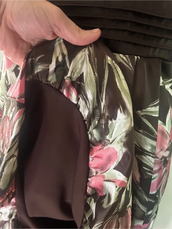Studio Y brown Dress with Pink Floral Print bubble skirt, bottom Y2K vintage - Image 5