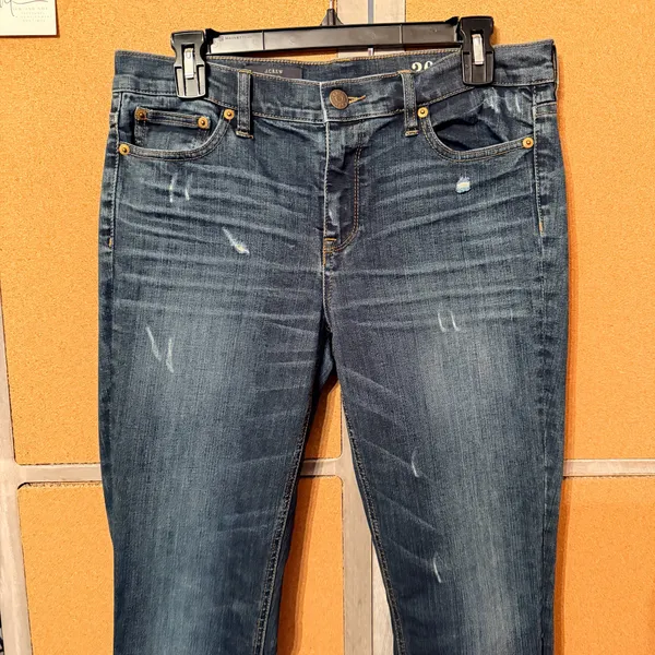 J.Crew Reid Skinny Jeans Size 30 (10) Medium Wash Distressed Stretch Denim - Image 4