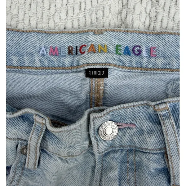 American Eagle Strigid Highest Rise Baggy‎ Straight Pride Jeans Size 5/ 27" - Image 5