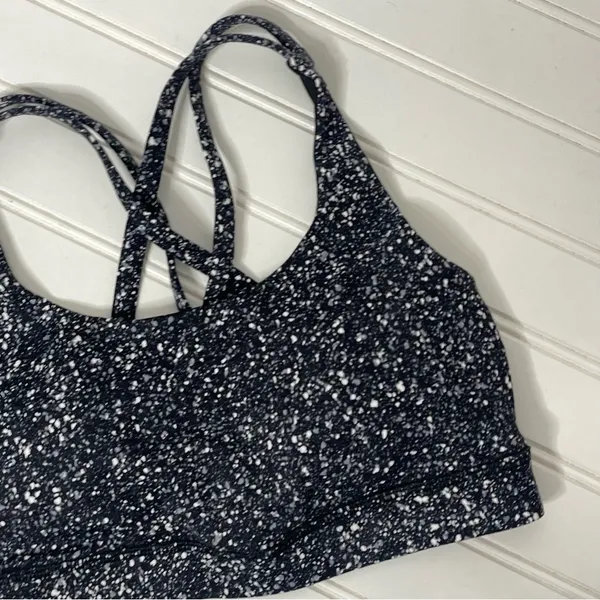 Lululemon Energy Bra Black White Speckled Strappy Back Medium Support Yoga Bra - Image 7