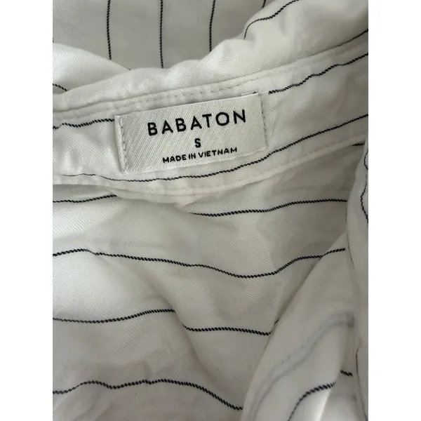 Aritzia Babaton Utility Button Up Relaxed Drapey Twill Shirt Striped Women's Sm - Image 10