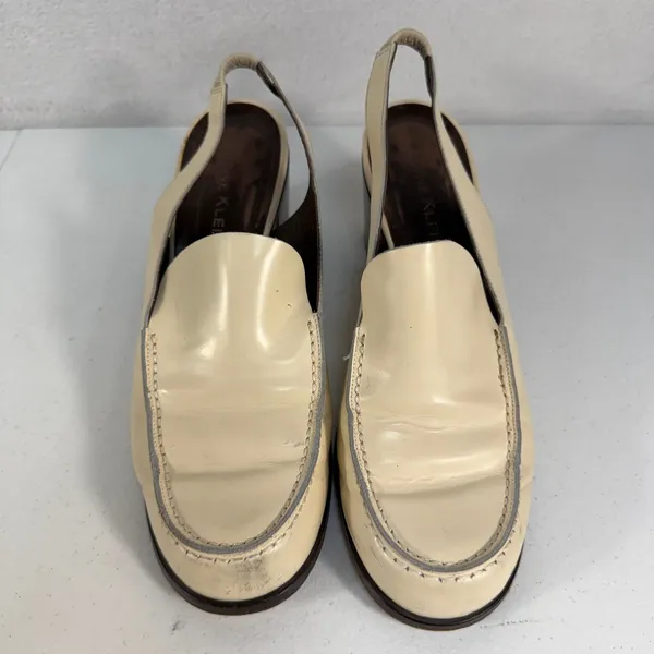 VTG‎ 90s Anne Klein 8 Slingback Chunky Loafer Bratz Block Heel Leather Tan Italy - Image 3