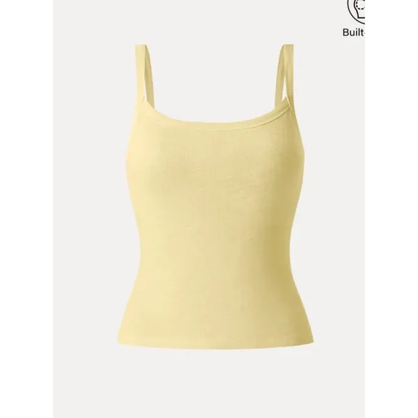 NWT OGL Move Butter Yellow Built-in Bra Square Neck Tank Top Women Size Small - Image 5