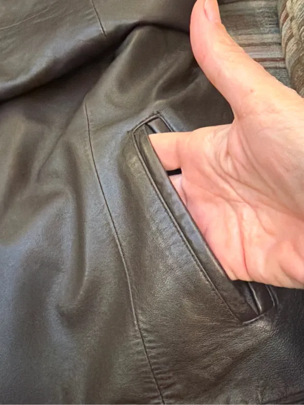 Women's Dark Brown Leather Zip Jacket - Image 4