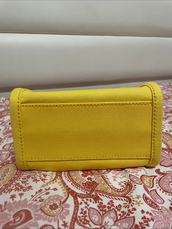Marc Jacobs Yellow Canvas Mini Tote with Black Strap - Image 6