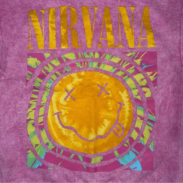 Nirvana Tie-Dye Smiley Face 90’s Logo Crewneck Sweatshirt - Image 4