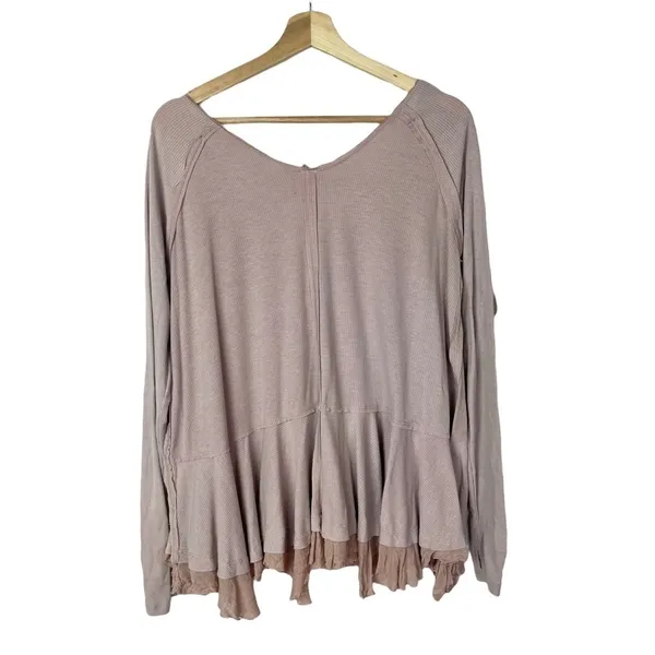 Free People We‎ the Free Light Pink Tangerine Swing Long Sleeve Tee S - Image 3