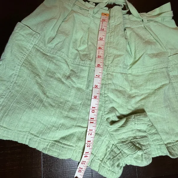 Free People Mint Green Cotton Gauze Drawstring Shorts S 27" Relaxed Boho Summer - Image 3