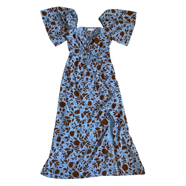 ASTR the Label‎ Blue Brown Floral Lace Up Cutout Midi Dress ALD44563 Small - Image 11