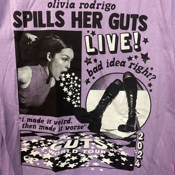 Olivia Rodrigo Spills Her Guts Live Purple T-Shirt L - Image 2