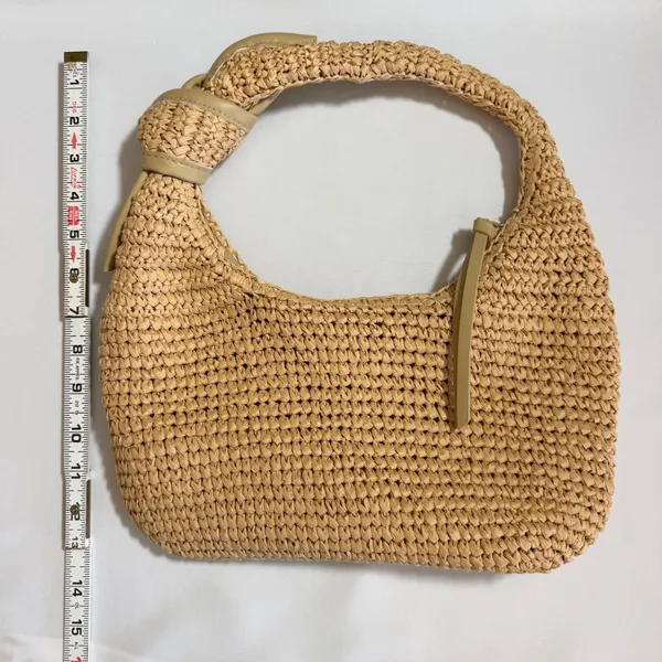 Urban Expression Tan Woven Straw Maple Hobo Bag Knotted Handle Summer Vegan‎ - Image 2