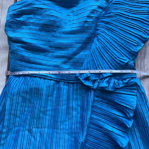 Amur Kelce Cobalt Blue Pleated Flounce Mini Dress - Image 10