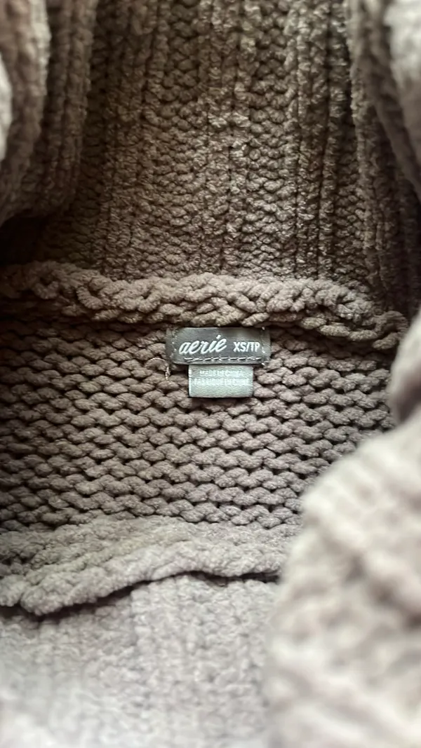 Aerie Brown Knit Turtleneck Sweater - Image 2