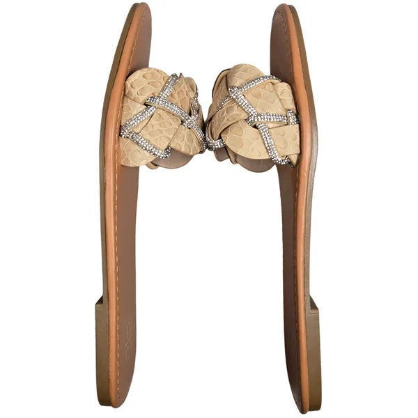 Yoki Alabama Women's Braided Rhinestone Flat Sandals in Beige‎ 9 NIB - Image 5