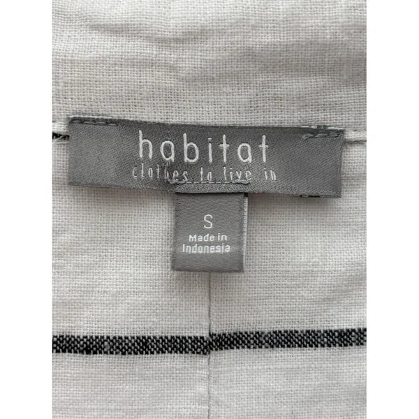Habitat Button Down Shirt Linen Cotton Striped Tunic Top Womens Small Lagenlook - Image 4