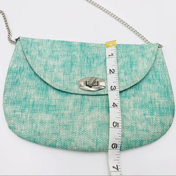 l*space Aqua Teal Blue Space Dye Silver Chain Crossbody Festival Bag Purse - Image 5