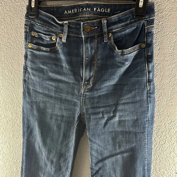 American Eagle Outfitters Super High Waisted Split Hem Flare & Wide Leg Jeans - Image 7