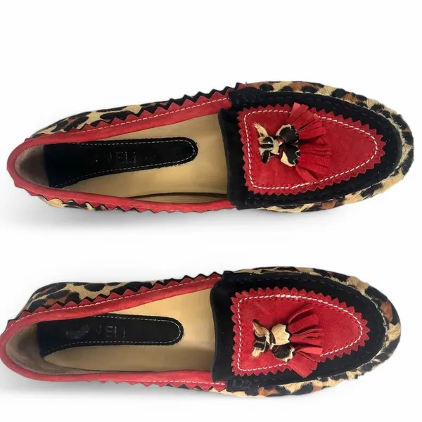 VANELi 9 Leopard Print Driving Loafer Moccasin Flats Slip On Tassel Calf Hair - Image 4
