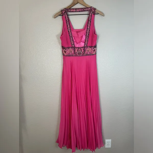 Sue Wong Nocturne Hot Pink Beaded Chiffon Gown size 6 - Image 8