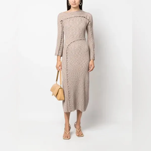 Cult Gaia Rosalia Knit Midi Dress in Canyon Tan M - Image 9