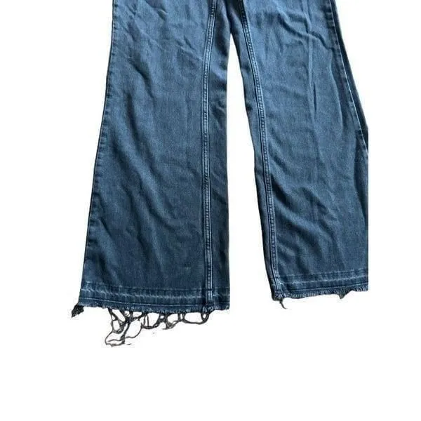 We the Free washed black denim high rise flare raw hem‎ jeans sz 27 - Image 6