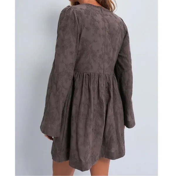 Tuckernuck Hyacinth House Brown Flare Sleeve Mini Dress - Image 4