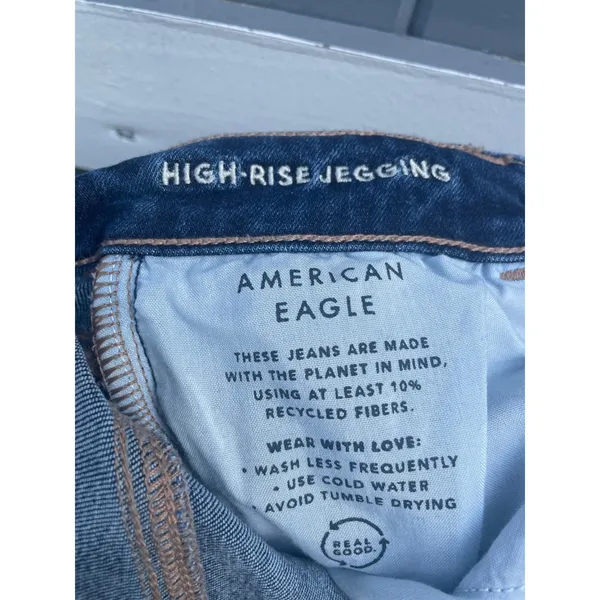 American Eagle High Rise Jegging Womens 10‎ Regular Blue Stretch Denim Jeans - Image 3
