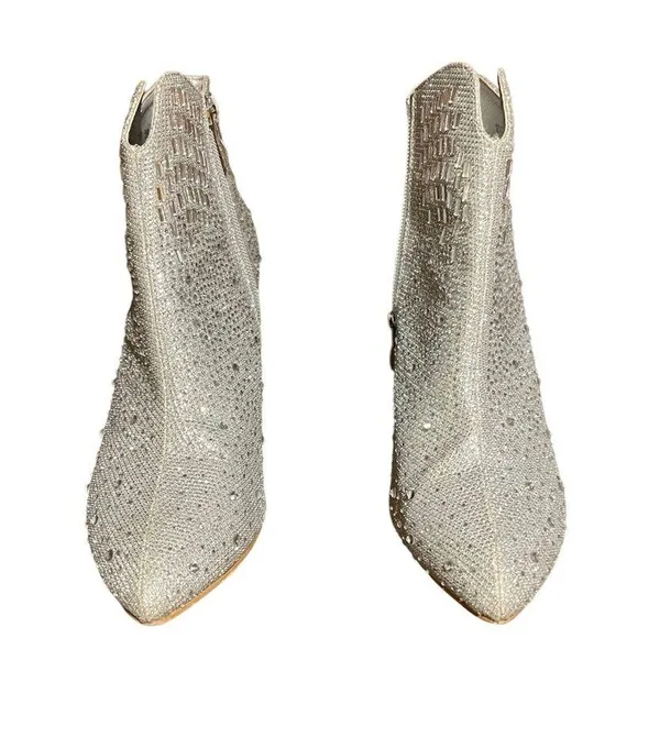 Rhinestone silver star ankle boots size 38 - Image 4