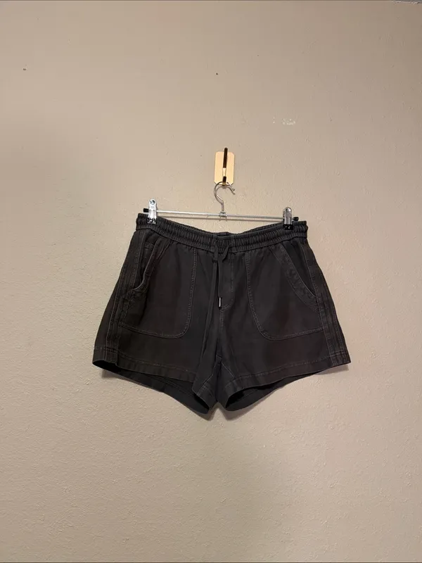 Athleta Farallon Drawstring Sweat Shorts Washed Gray Size 8 Tall - Image 2