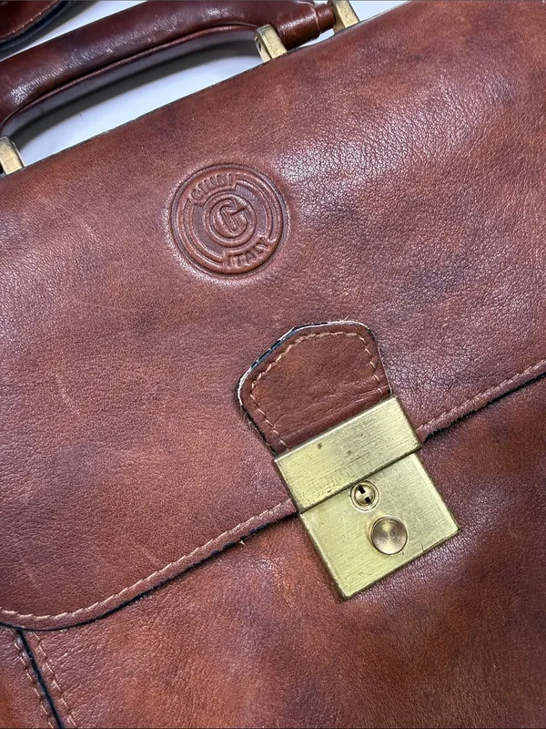 Guidi Vintage Brown Leather Crossbody Messenger Unisex Folio Work Bag - Image 2