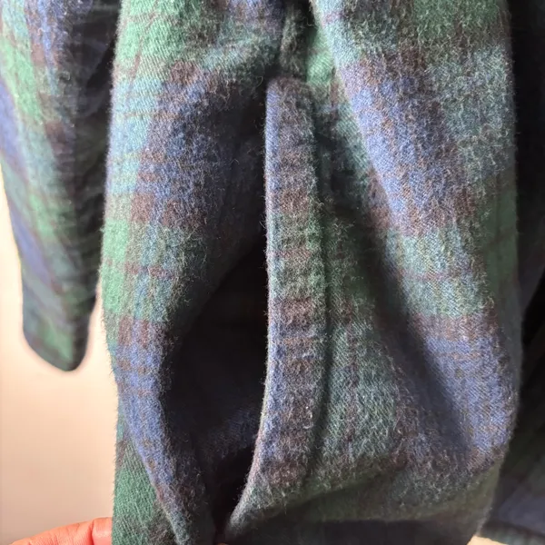LL Bean Sherpa Lined Plaid Flannel Shacket Blue Green Shirt Men’s SZ XL Fleece - Image 4