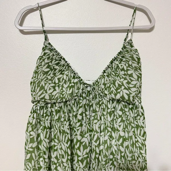 Abercrombie & Fitch Floral Babydoll Plisse Ruched Mini Dress Size Large Petite - Image 4