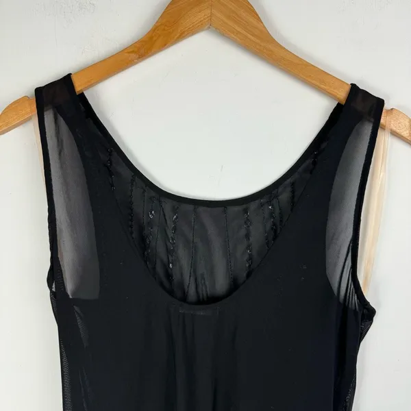 BKE Black Sheer Mesh Bodysuit Sz Large Embellished Jewel Rhinestone Y2K - Image 14