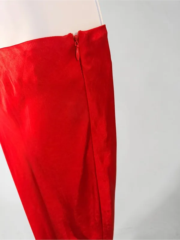 Superdown- Calla Red Satin Maxi Skirt - Image 6