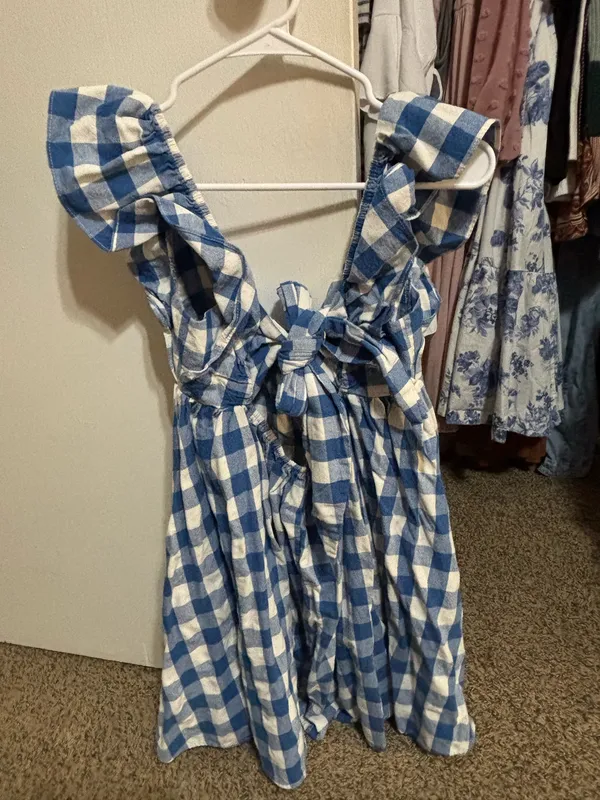 Gingham Boutique Dress Blue - Image 2
