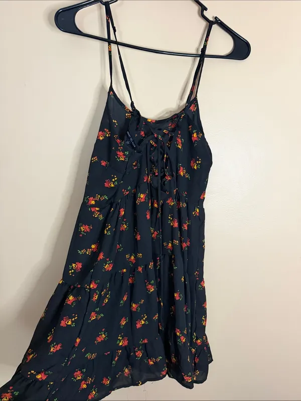 Heart Hips Black Mini Sundress with Red and Yellow Floral - Image 3