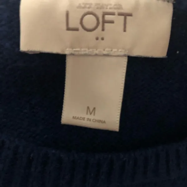 Ann Taylor Loft Factory blue white dot‎ sweater women’s size medium - Image 3