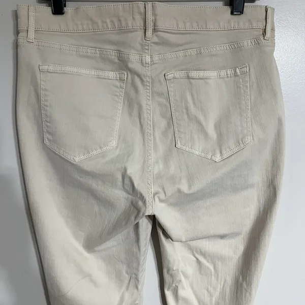 Loft Women's Cream Colored Khaki‎ Pants Size 12 Petite Straight Leg Raw Hem - Image 11