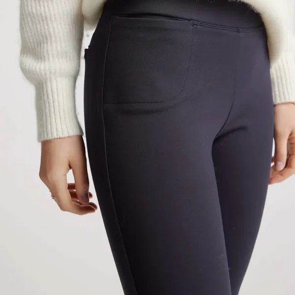 Quince Ultra Stretch Ponte Kick Flare Pants Navy Blue Pull On Work Pant Size M - Image 3