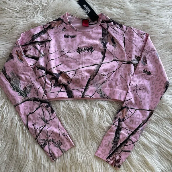 Civil Regime Concrete Forest Seamless Top Baby Pink Real Leopard Camo XL - Image 2